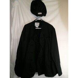 Culinary‎ Classics Chef Coat Jacket & Hat Set Black Cotton Blend 2X